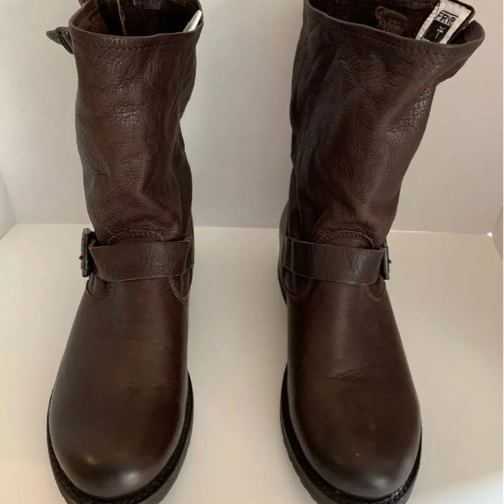 Dark brown Leather Frye Boots Veronica Size 8.5 - Picture 4 of 12